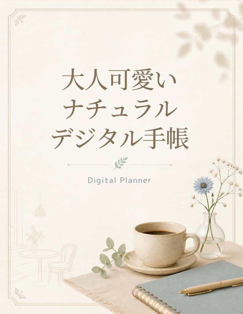 【PDF】大人かわいいデジタル手帳|手帳リフィル|A4|ナチュラル