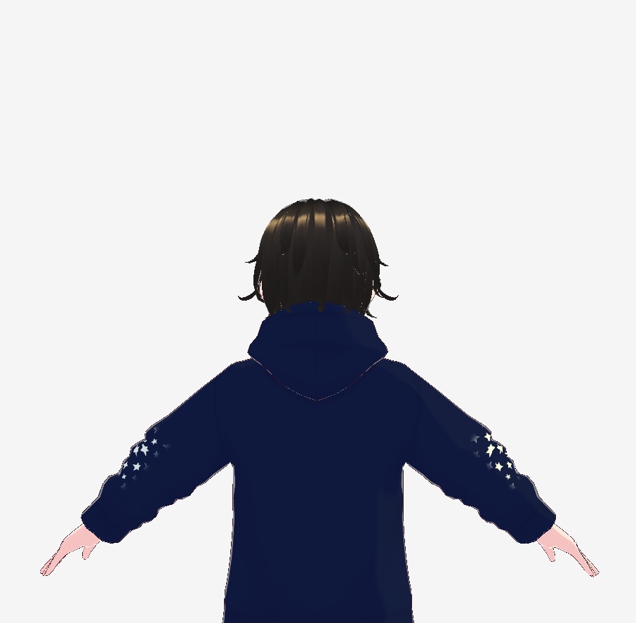【VRoidカスタムアイテム】夜空のパーカー「星屑 / Stardust」胸に星屑パネル・両袖に星柄/VRChat対応