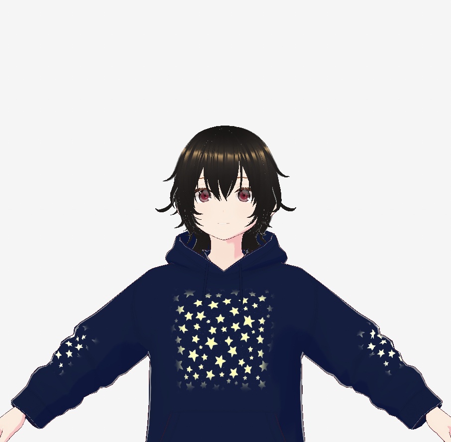 【VRoidカスタムアイテム】夜空のパーカー「星屑 / Stardust」胸に星屑パネル・両袖に星柄／VRChat対応