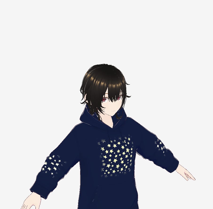【VRoidカスタムアイテム】夜空のパーカー「星屑 / Stardust」胸に星屑パネル・両袖に星柄/VRChat対応