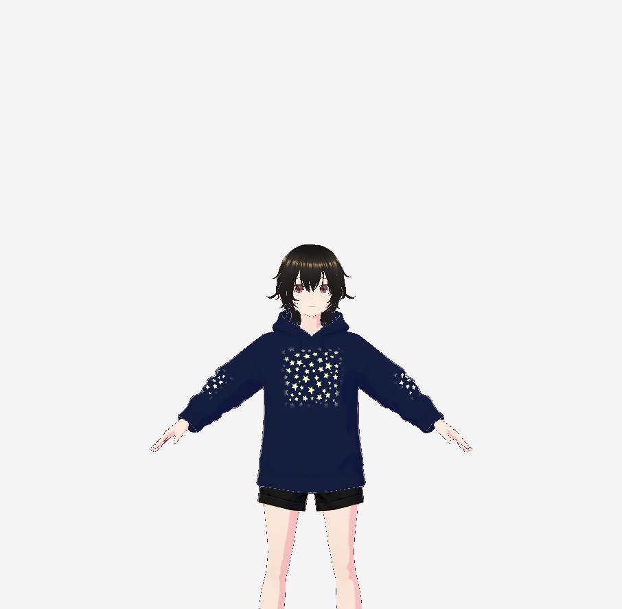 【VRoidカスタムアイテム】夜空のパーカー「星屑 / Stardust」胸に星屑パネル・両袖に星柄/VRChat対応