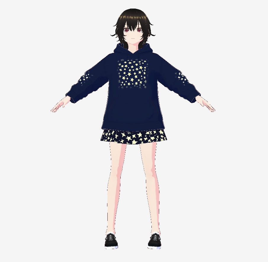 【VRoidカスタムアイテム】夜空のパーカー&スカート セット「星屑と天の川」