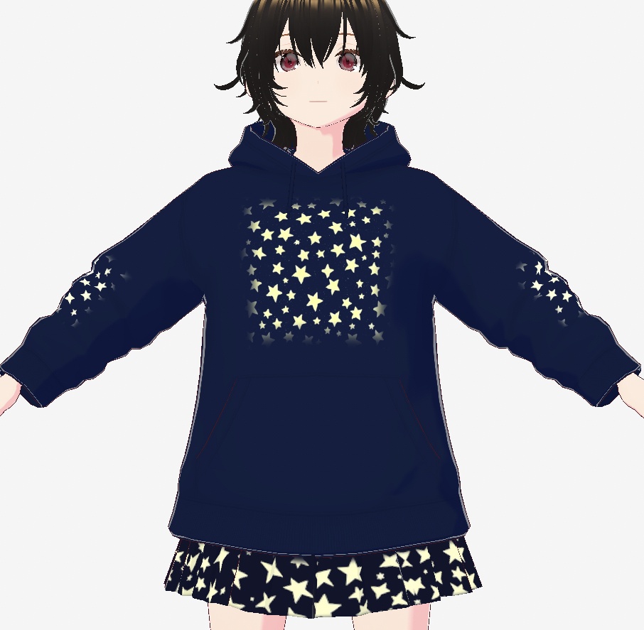 【VRoidカスタムアイテム】夜空のパーカー&スカート セット「星屑と天の川」