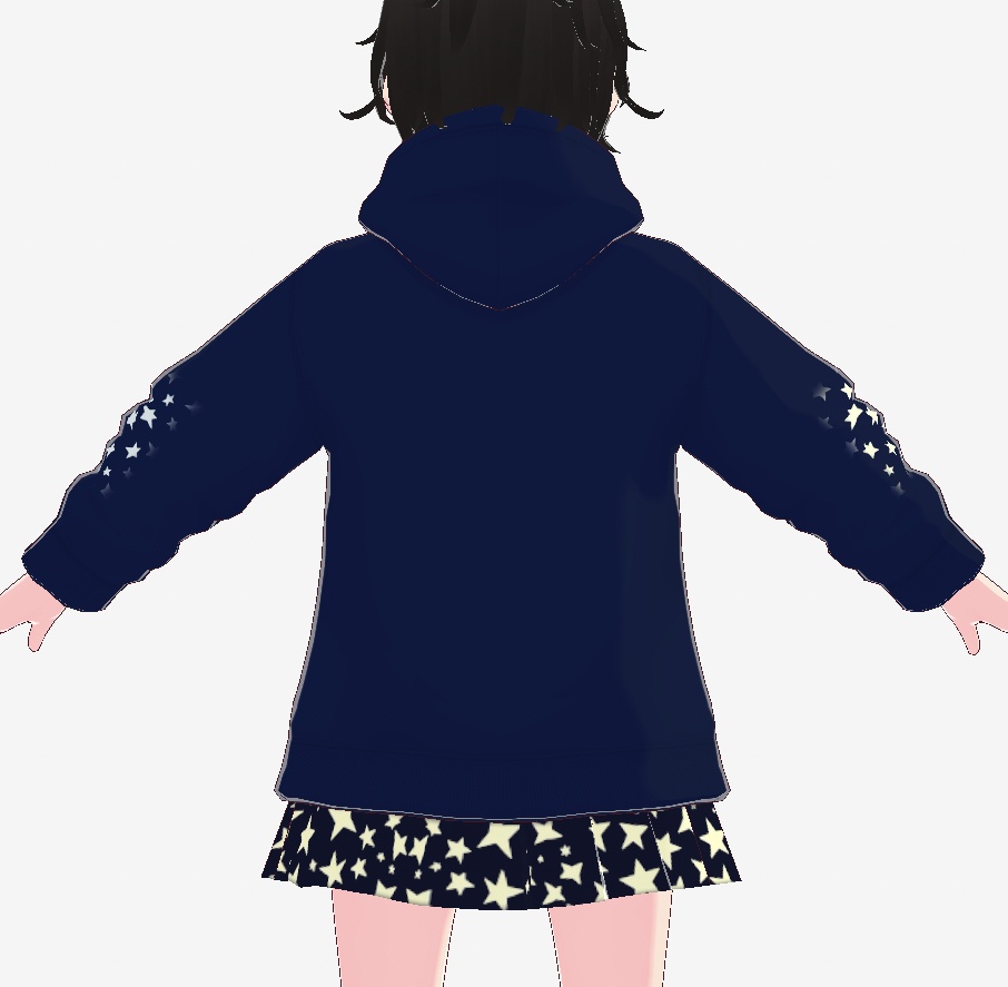 【VRoidカスタムアイテム】夜空のパーカー&スカート セット「星屑と天の川」