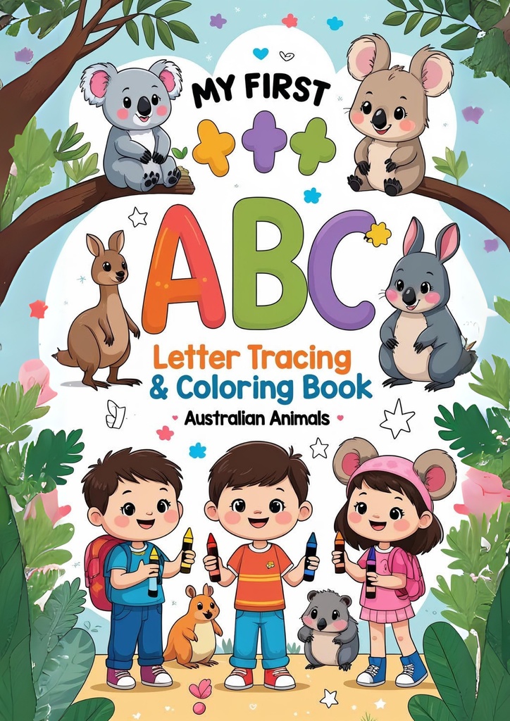 PDF and PNG はじめてのABCトレース＆ぬりえブック｜オーストラリアのかわいい動物たちと楽しく英語を学ぼう   C Letter Tracing & Coloring Book for Kids – Australian Animals – Preschool Learning Activity – Alphabet Practice for Ages 3–6
