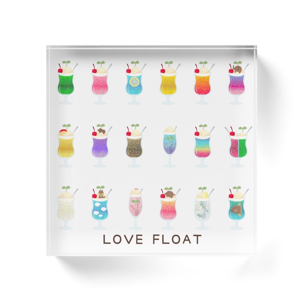 クリームソーダ大好き アクリルブロック- 100x100mm