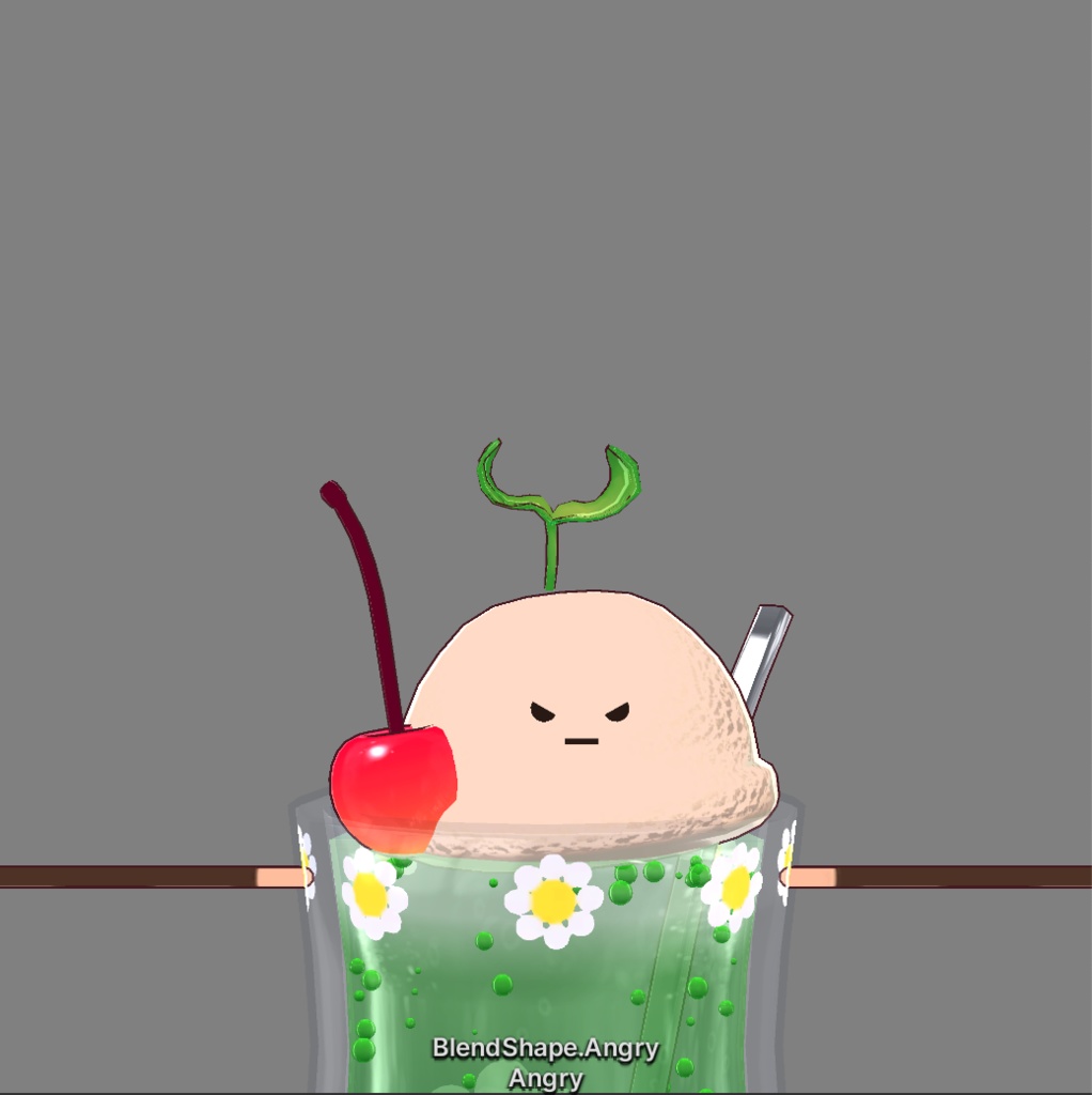 フルスクラッチBlender製オリジナル3Dモデルkanondoll_mini ENjoy Eating miniFloatRetro レトロメロンクリームソーダ