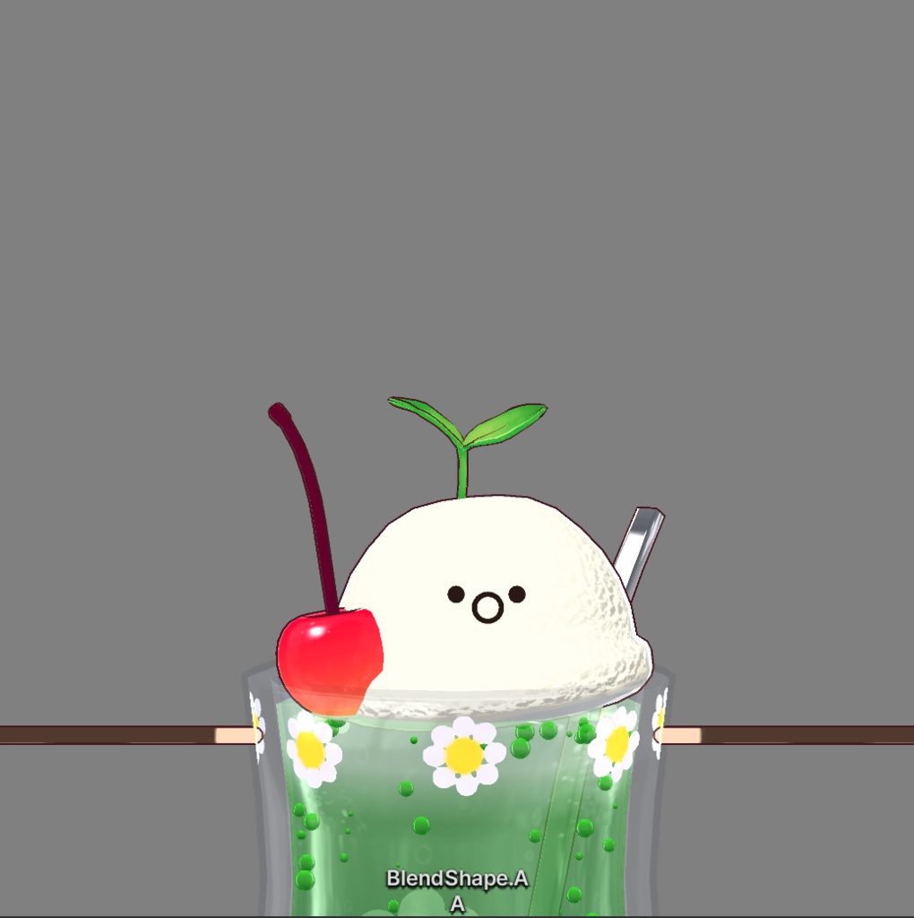 フルスクラッチBlender製オリジナル3Dモデルkanondoll_mini ENjoy Eating miniFloatRetro レトロメロンクリームソーダ