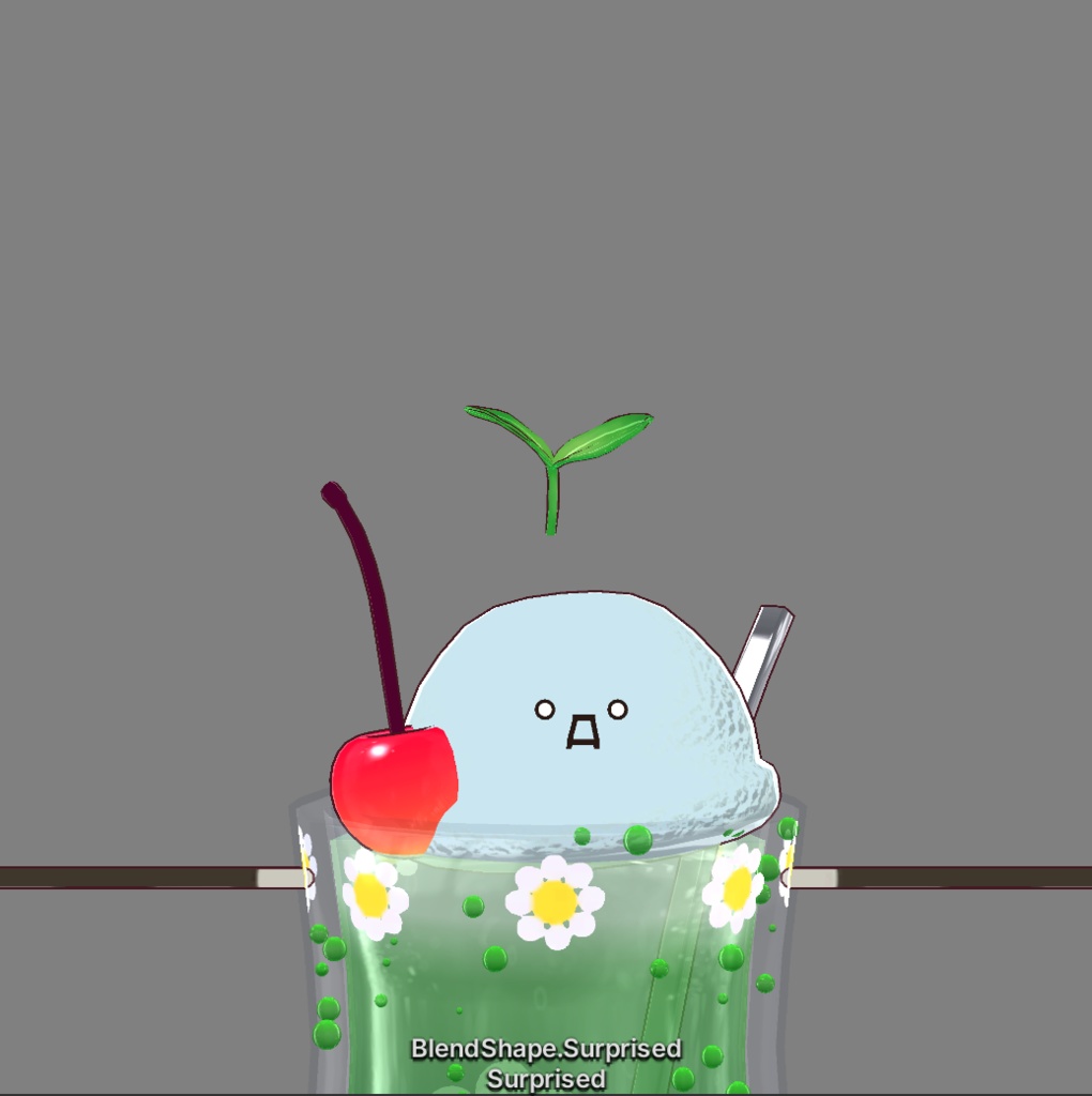 フルスクラッチBlender製オリジナル3Dモデルkanondoll_mini ENjoy Eating miniFloatRetro レトロメロンクリームソーダ