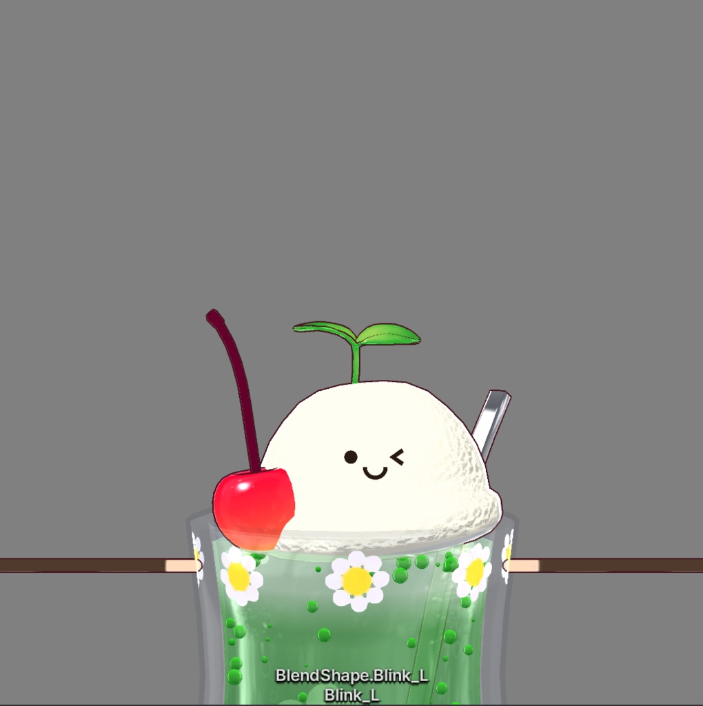 フルスクラッチBlender製オリジナル3Dモデルkanondoll_mini ENjoy Eating miniFloatRetro レトロメロンクリームソーダ