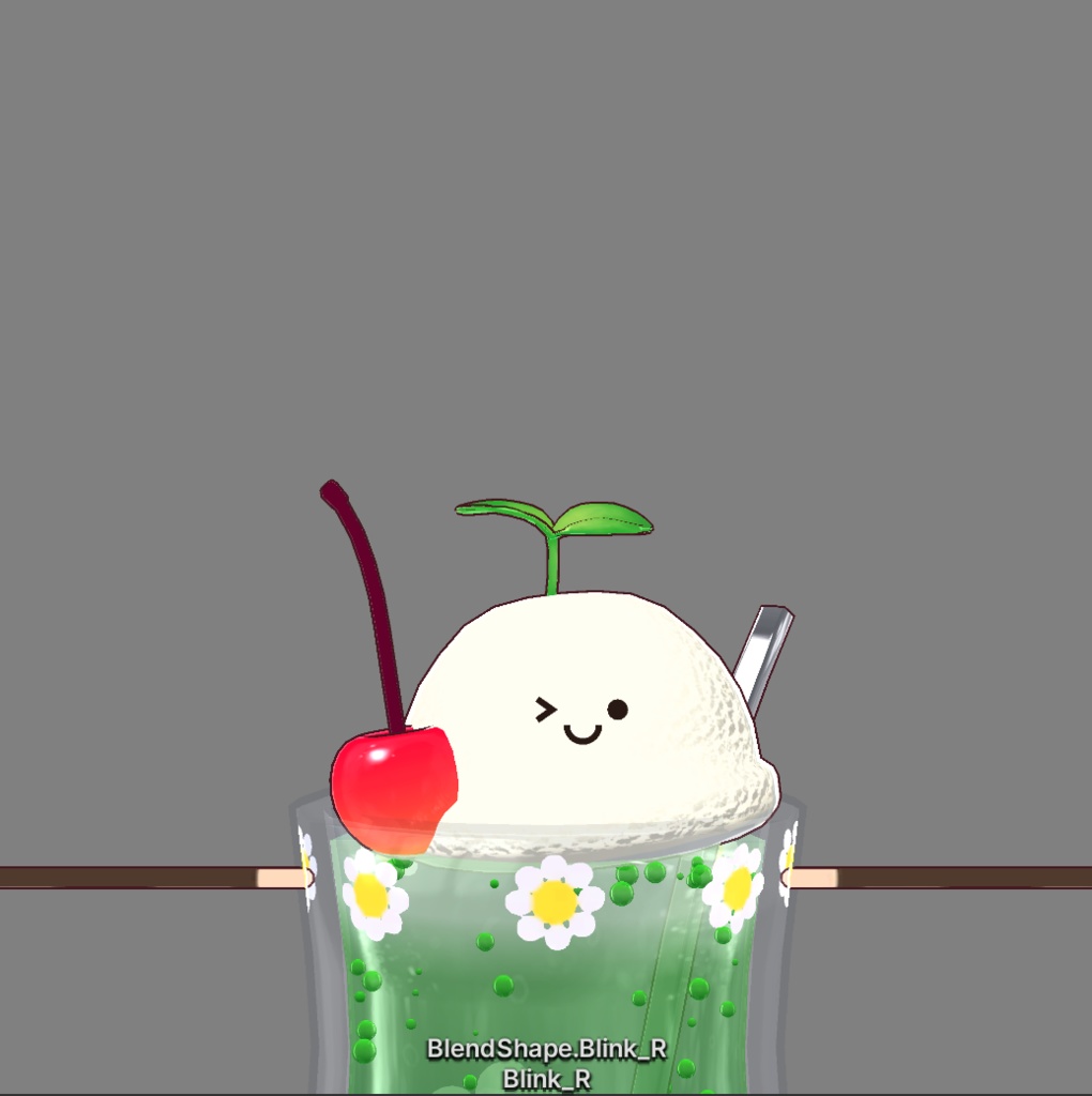 フルスクラッチBlender製オリジナル3Dモデルkanondoll_mini ENjoy Eating miniFloatRetro レトロメロンクリームソーダ