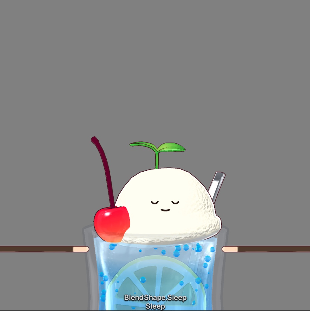 フルスクラッチBlender製オリジナル3Dモデルkanondoll_mini ENjoy Eating miniFloatSkyLemon スカイレモンクリームソーダ