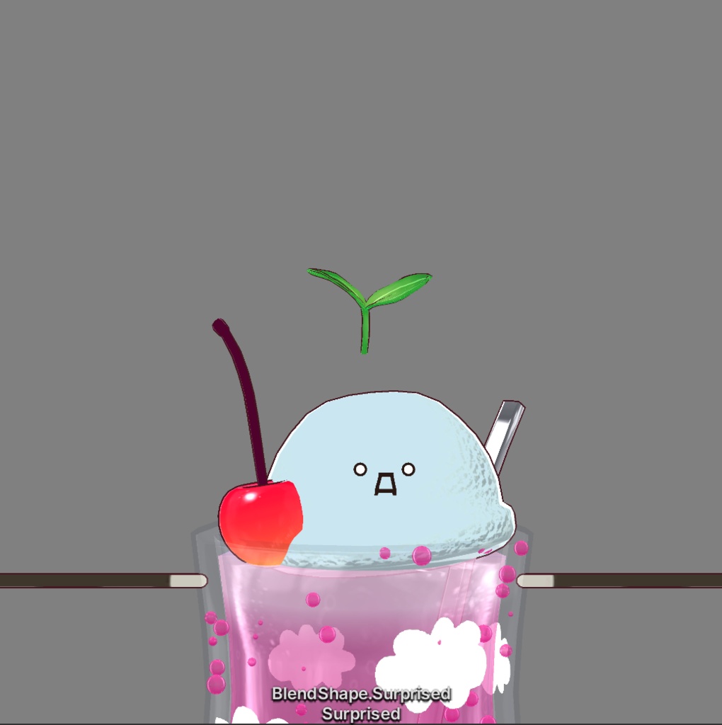 フルスクラッチBlender製オリジナル3Dモデルkanondoll_mini ENjoy Eating miniFloatStrawberryClouds ストロベリークラウドクリームソーダ