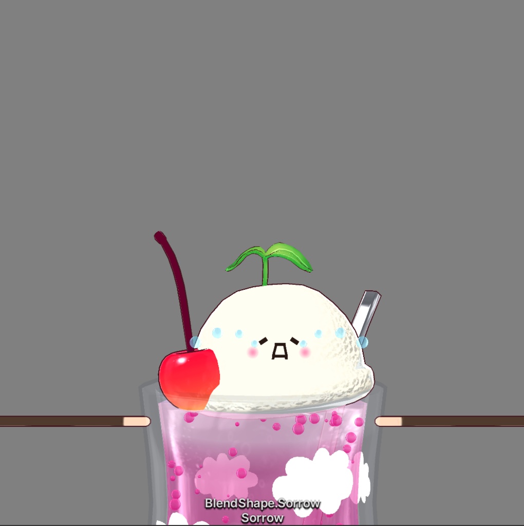 フルスクラッチBlender製オリジナル3Dモデルkanondoll_mini ENjoy Eating miniFloatStrawberryClouds ストロベリークラウドクリームソーダ