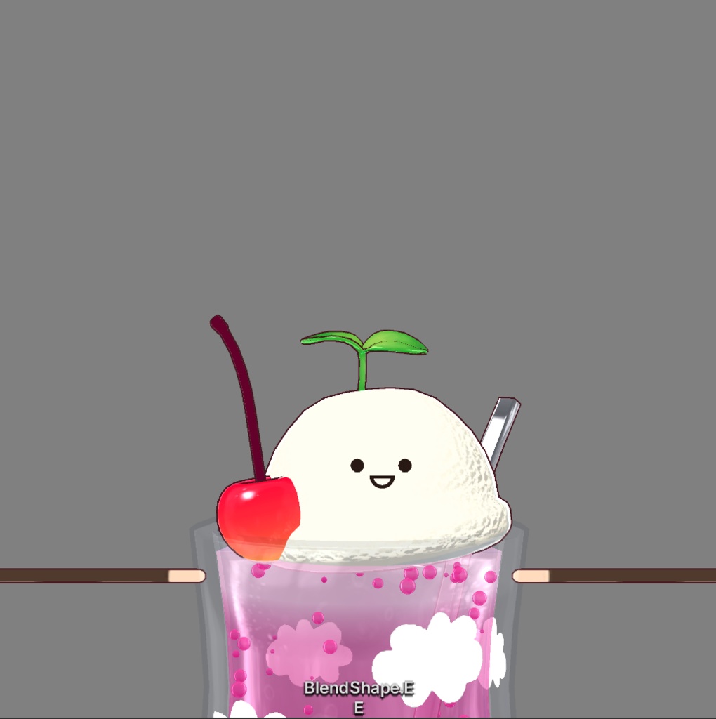 フルスクラッチBlender製オリジナル3Dモデルkanondoll_mini ENjoy Eating miniFloatStrawberryClouds ストロベリークラウドクリームソーダ