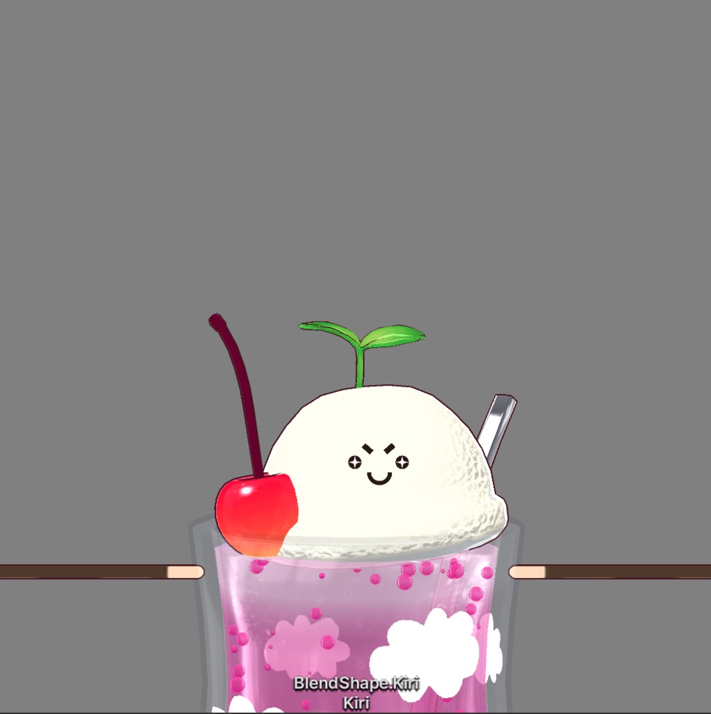 フルスクラッチBlender製オリジナル3Dモデルkanondoll_mini ENjoy Eating miniFloatStrawberryClouds ストロベリークラウドクリームソーダ