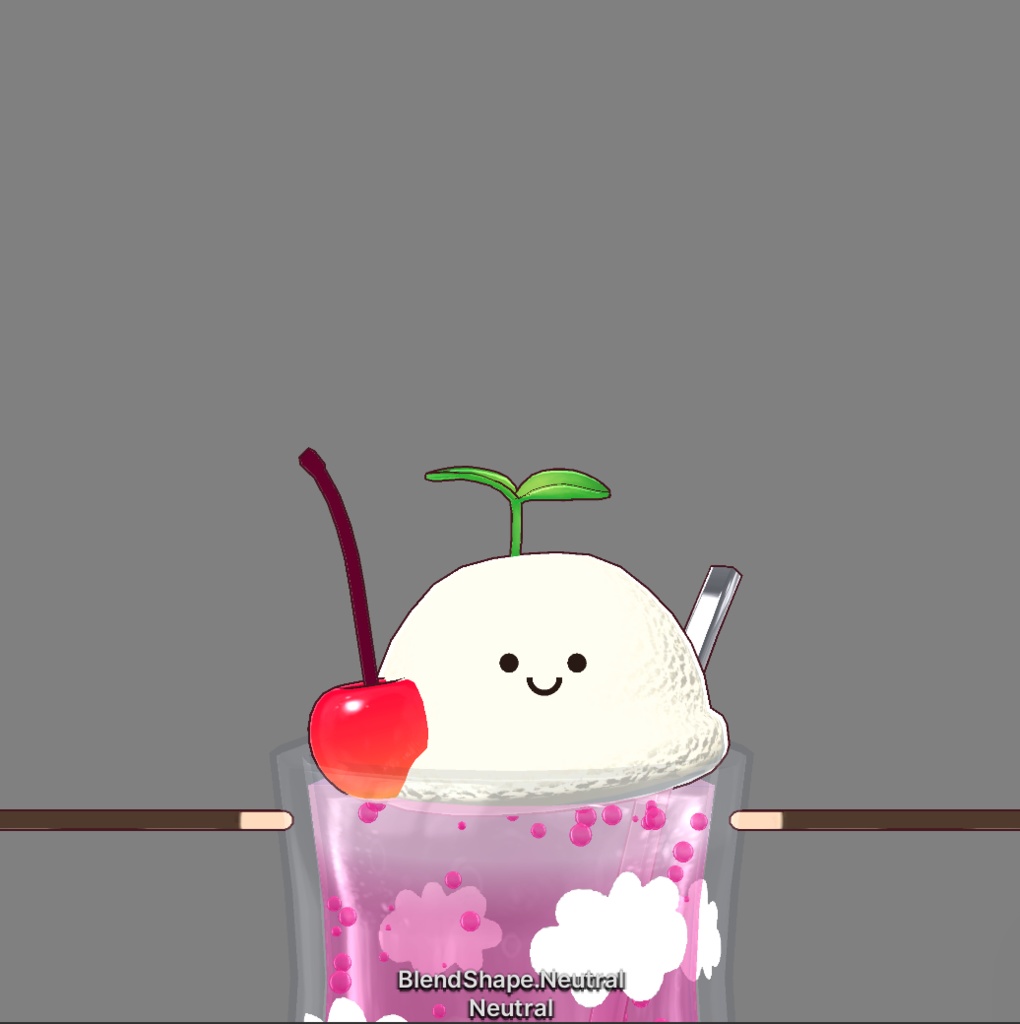 フルスクラッチBlender製オリジナル3Dモデルkanondoll_mini ENjoy Eating miniFloatStrawberryClouds ストロベリークラウドクリームソーダ