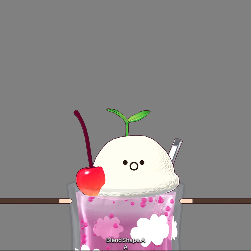 フルスクラッチBlender製オリジナル3Dモデルkanondoll_mini ENjoy Eating miniFloatStrawberryClouds ストロベリークラウドクリームソーダ