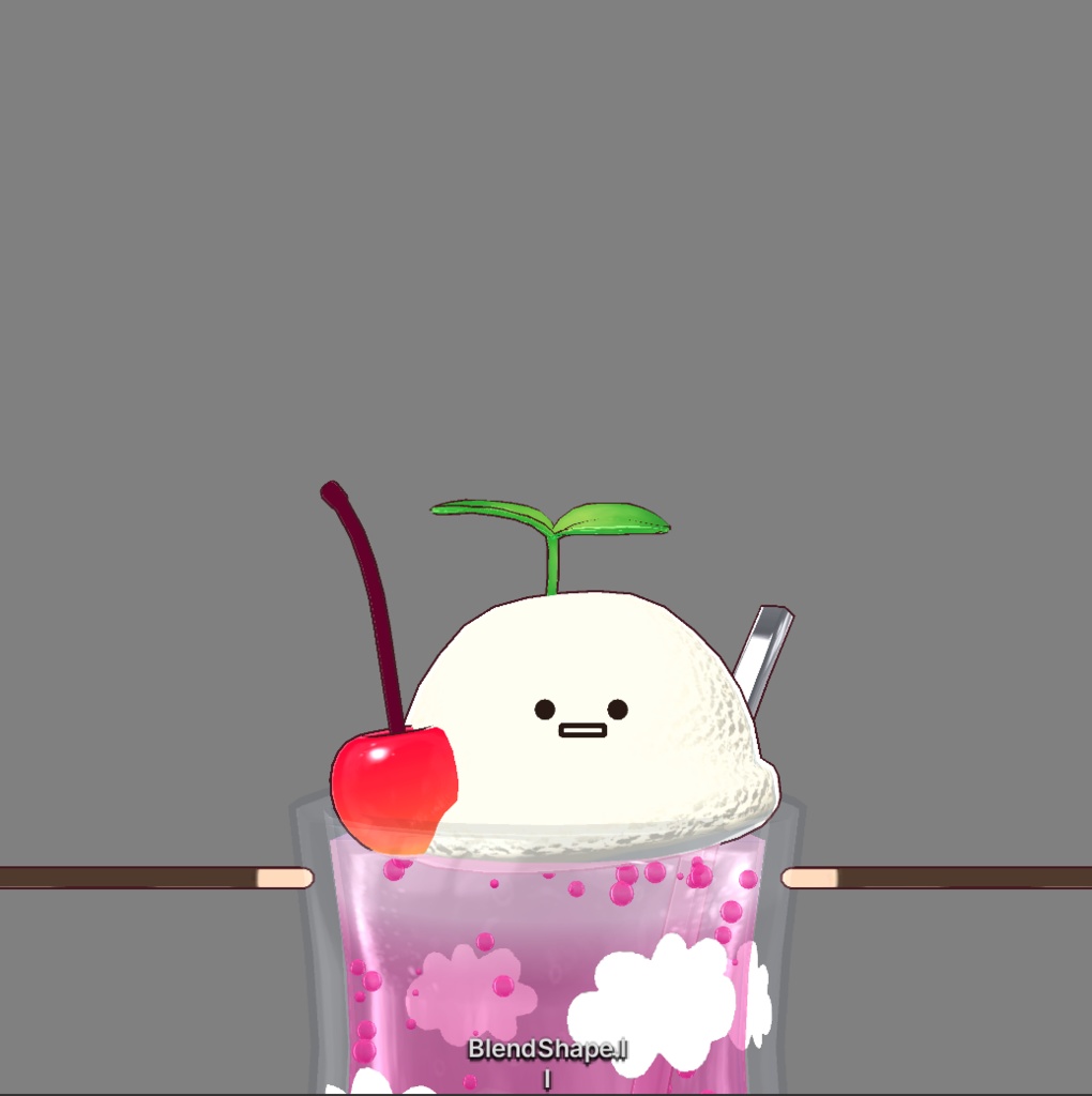 フルスクラッチBlender製オリジナル3Dモデルkanondoll_mini ENjoy Eating miniFloatStrawberryClouds ストロベリークラウドクリームソーダ