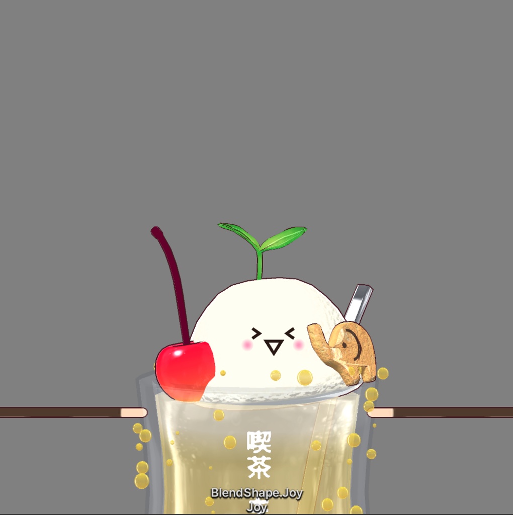 フルスクラッチBlender製オリジナル3Dモデルkanondoll_mini ENjoy Eating miniFloatPineCookie パインクッキークリームソーダ