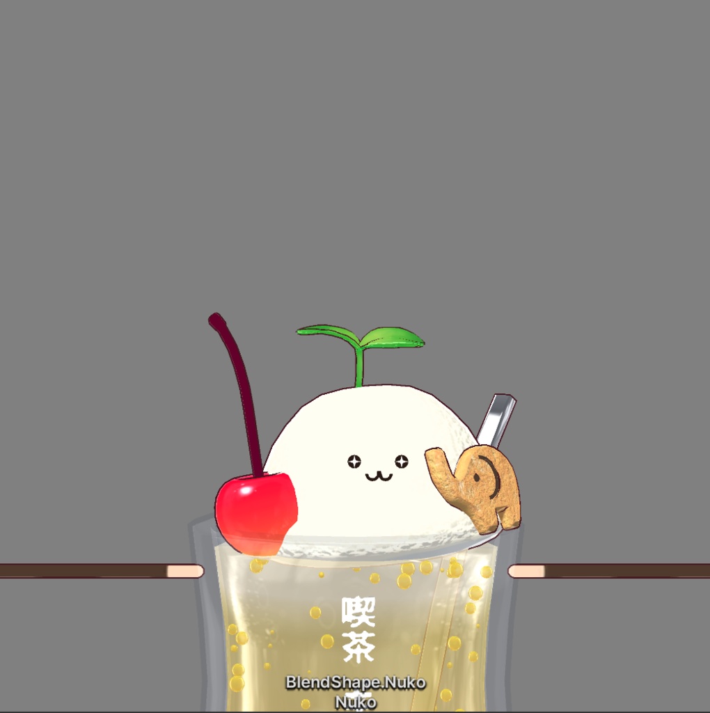 フルスクラッチBlender製オリジナル3Dモデルkanondoll_mini ENjoy Eating miniFloatPineCookie パインクッキークリームソーダ