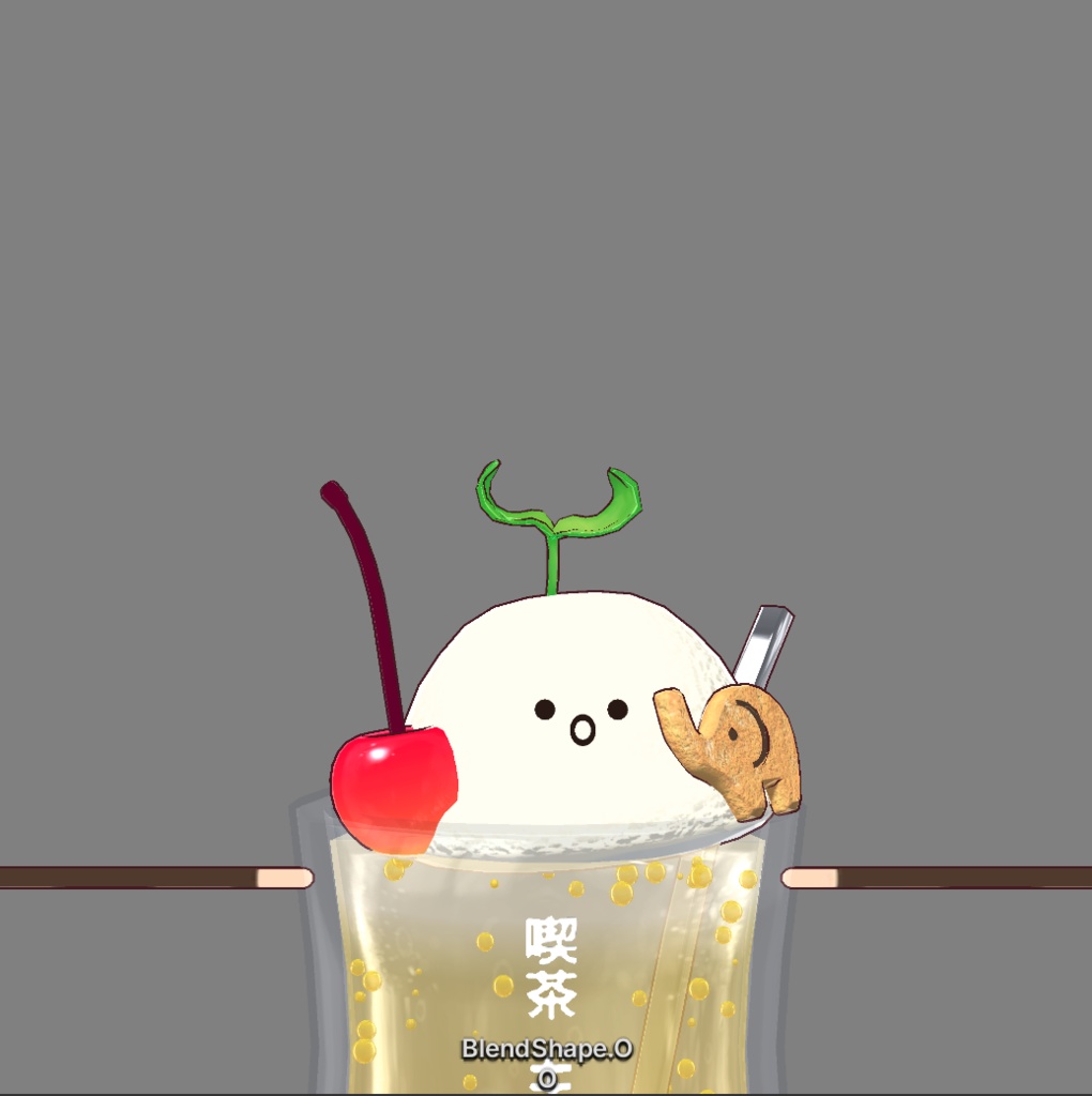 フルスクラッチBlender製オリジナル3Dモデルkanondoll_mini ENjoy Eating miniFloatPineCookie パインクッキークリームソーダ