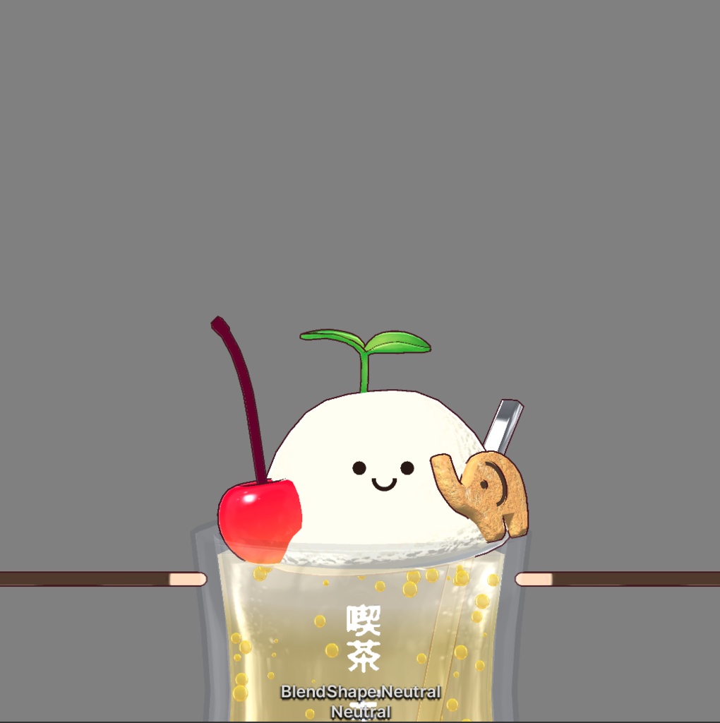 フルスクラッチBlender製オリジナル3Dモデルkanondoll_mini ENjoy Eating miniFloatPineCookie パインクッキークリームソーダ