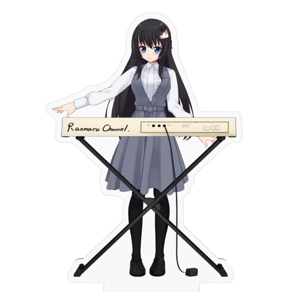 黒髪らんまるちゃん「キーボード」アクリルフィギュア100x100mm
