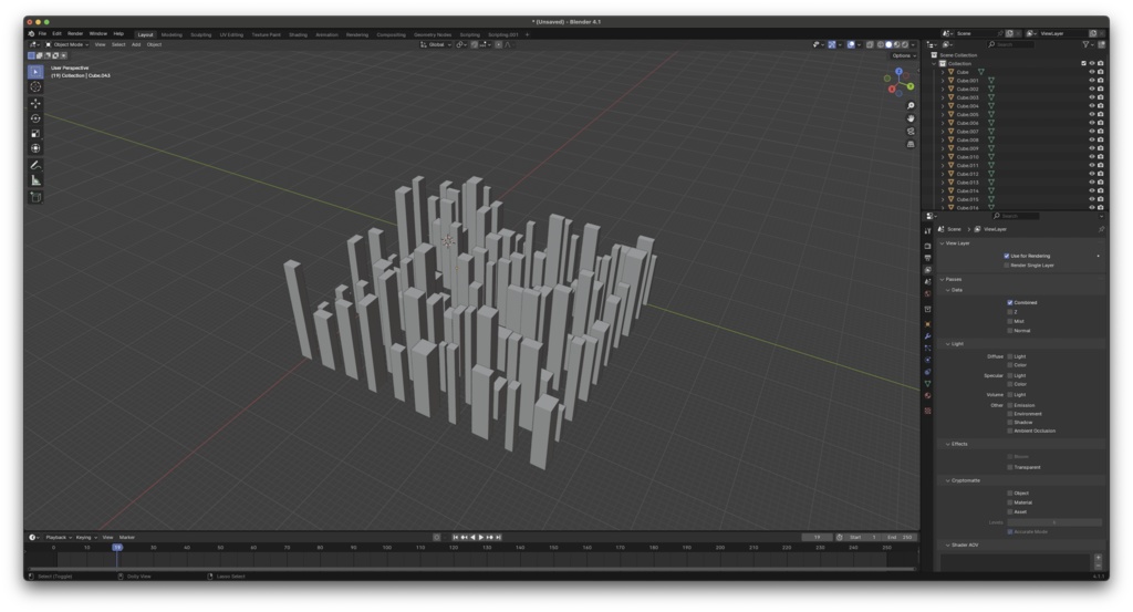 【Blender】【Python Script】ビル群をランダム生成