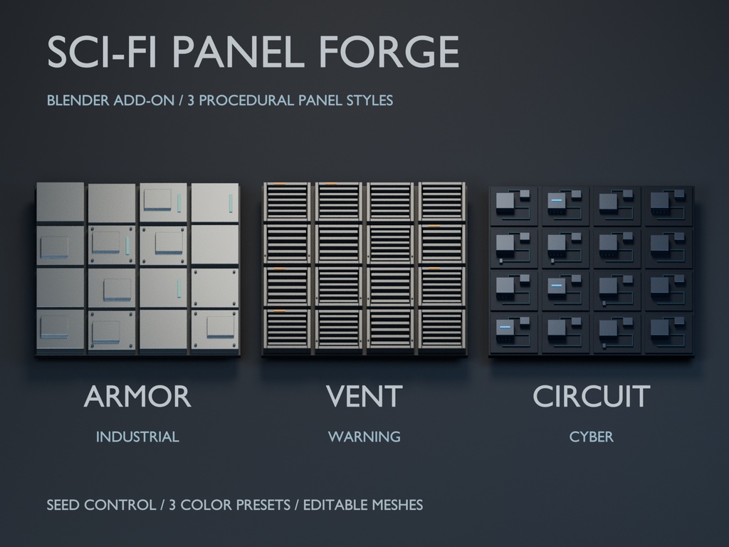 Sci-Fi Panel Forge｜SF・メカ系パネルを自動生成するBlenderアドオン