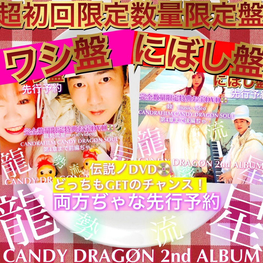 【超初回限定数量限定盤💖】CANDY DRAGØN 2nd ALBUM "龍勢流星"ワシ盤𖠋にぼし盤💿2枚セット📀✨🏳
