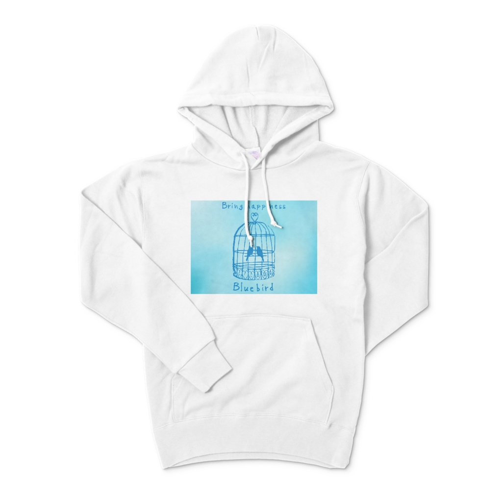 パーカー　ホワイト　青い鳥