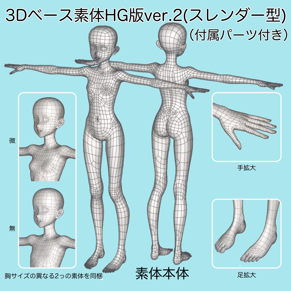 3Dベース素体HG版ver.2(スレンダー型)