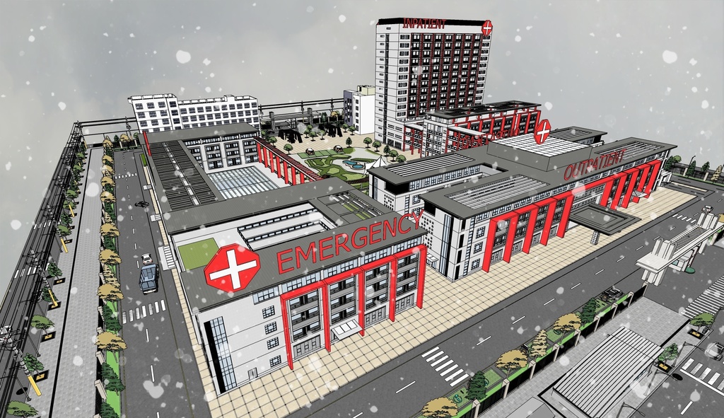 【3D背景】病院の外観