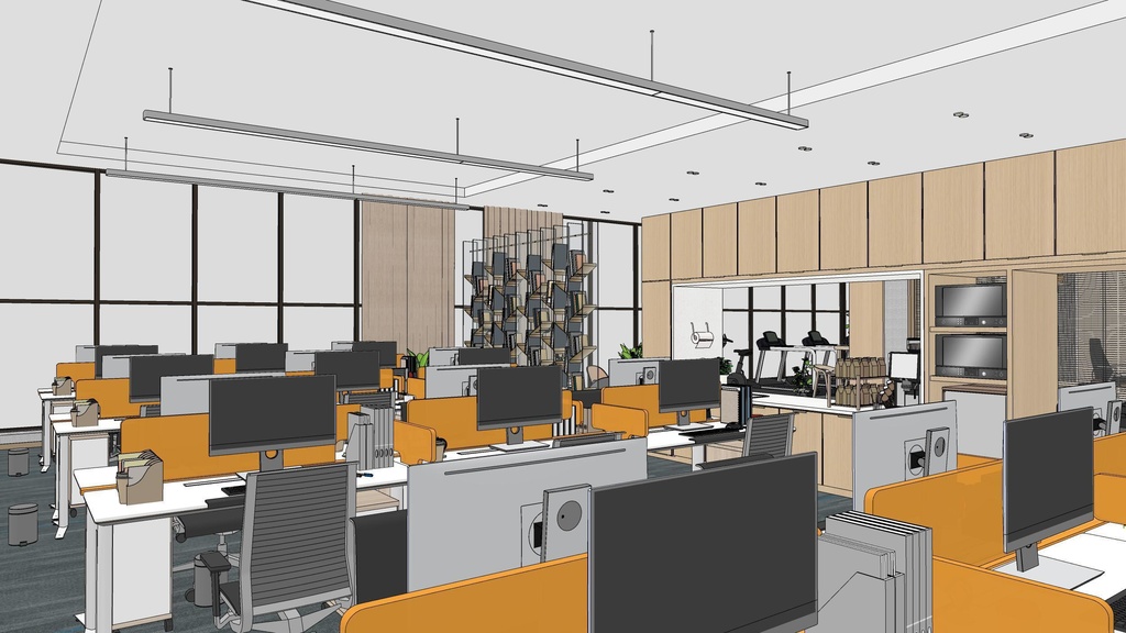 Employee office area, General Manager's office, meeting room