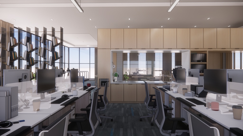 Employee office area, General Manager's office, meeting room