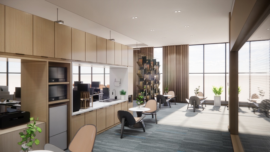 Employee office area, General Manager's office, meeting room