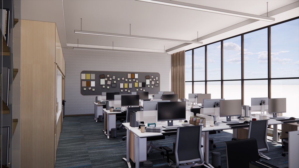 Employee office area, General Manager's office, meeting room