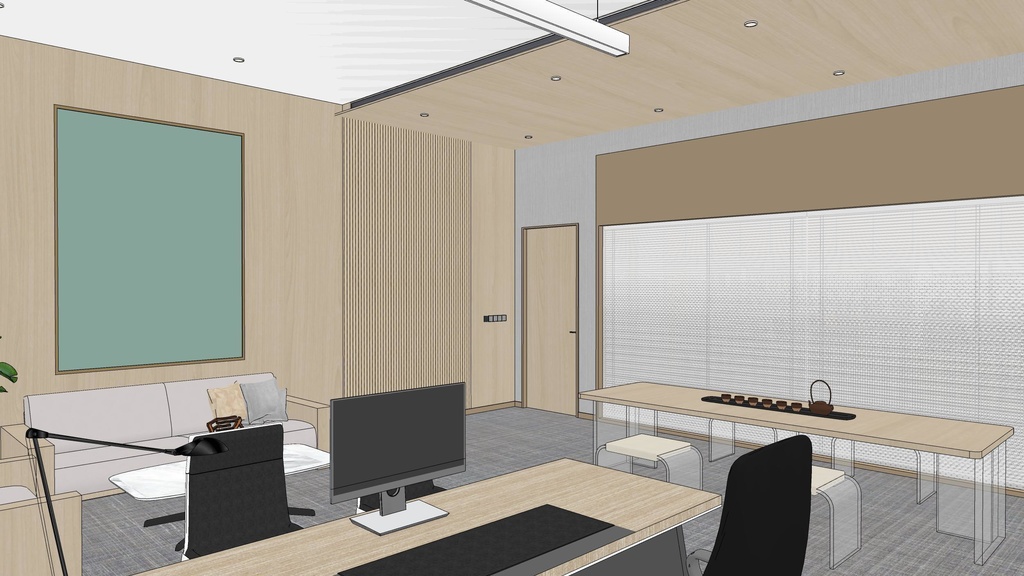 Employee office area, General Manager's office, meeting room