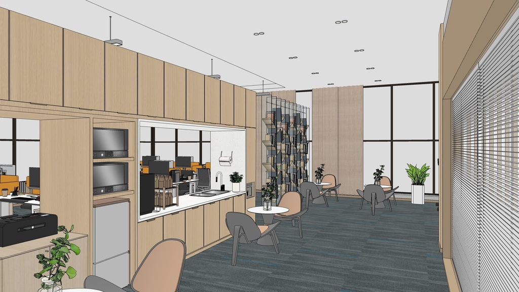 Employee office area, General Manager's office, meeting room