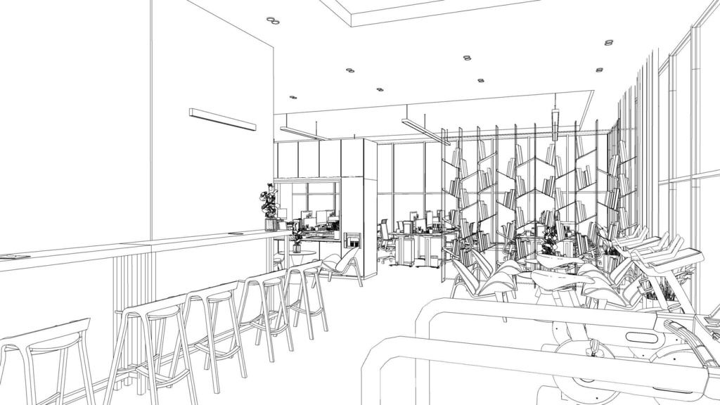 Employee office area, General Manager's office, meeting room