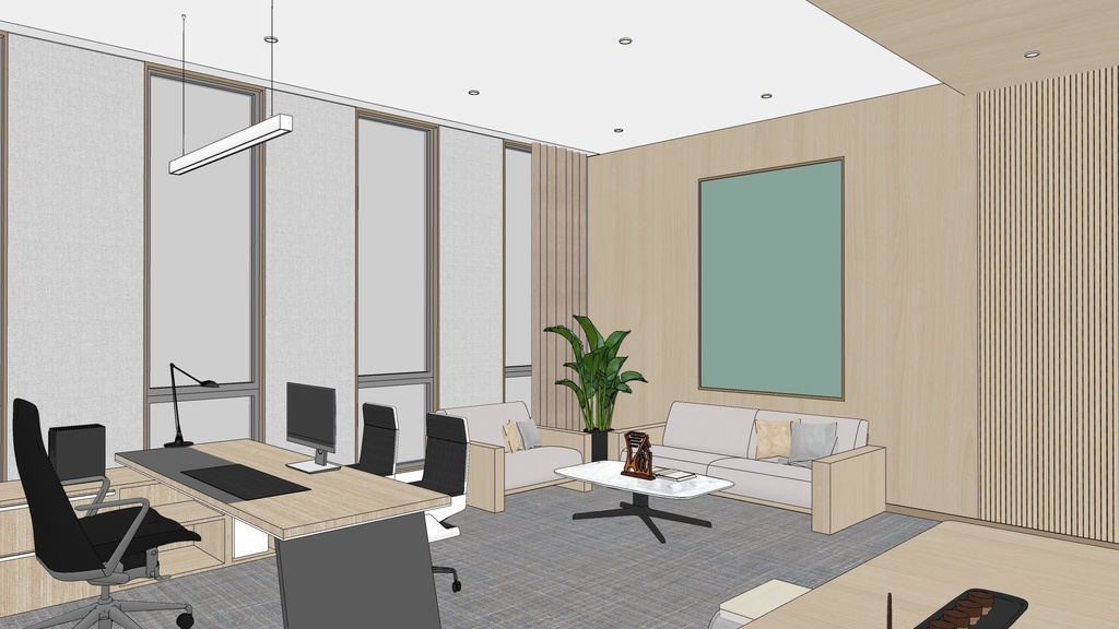 Employee office area, General Manager's office, meeting room