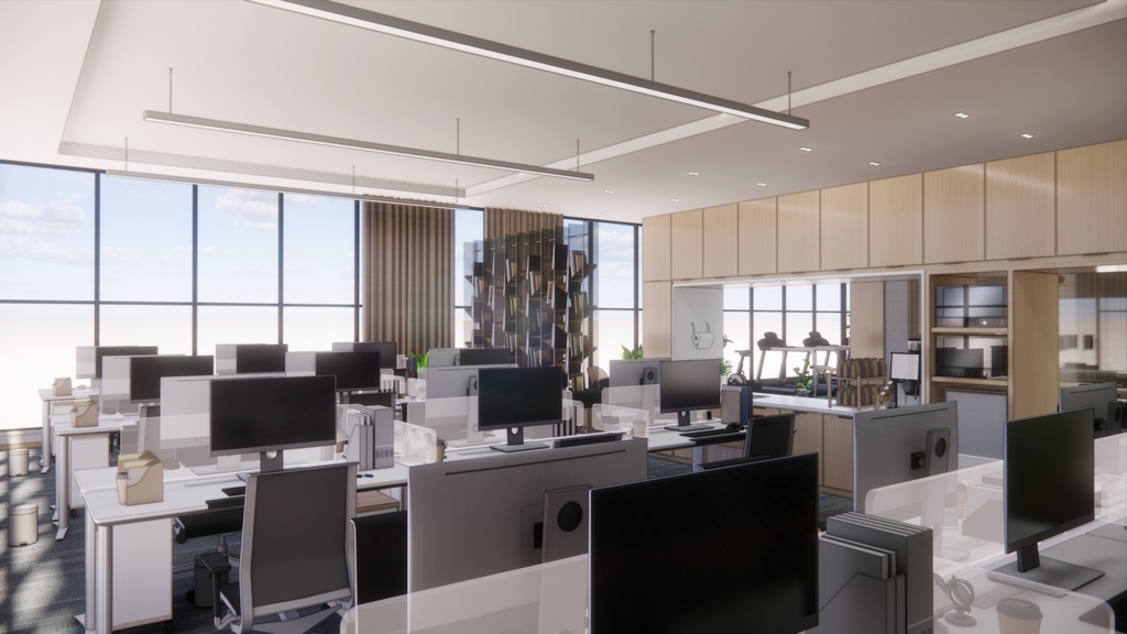 Employee office area, General Manager's office, meeting room