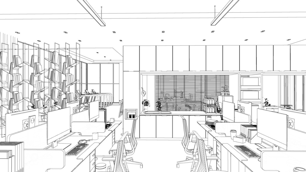 Employee office area, General Manager's office, meeting room