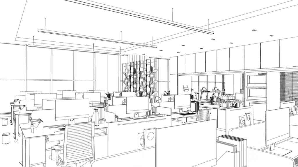 Employee office area, General Manager's office, meeting room