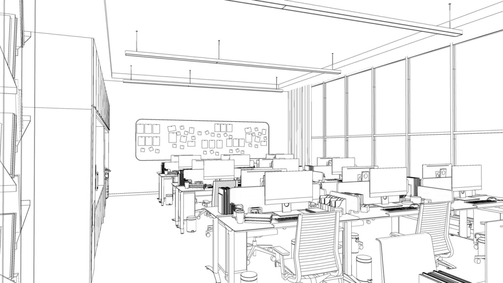 Employee office area, General Manager's office, meeting room