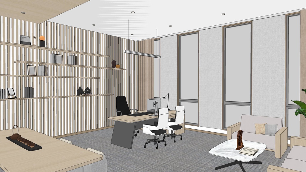 Employee office area, General Manager's office, meeting room