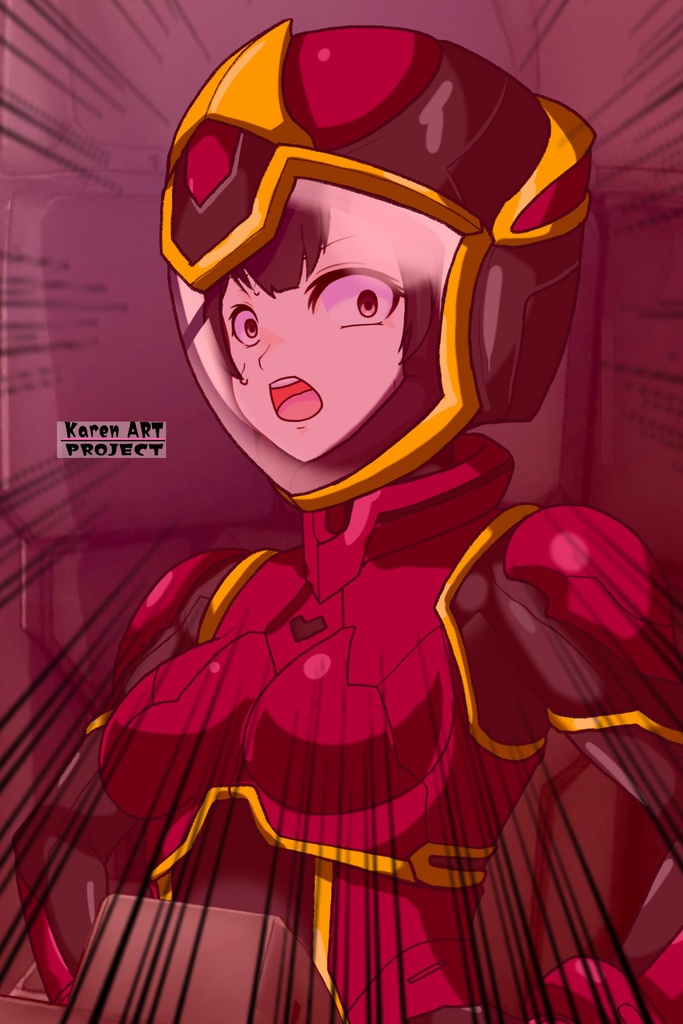 カレンちゃん+ヒナ・リャザンのパイロットスーツ【バディ・コンプレックス-02】 斜め前 Diagonal front angle Karen is wearing Hina Ryazan's PilotSuit【Buddy Complex-02】