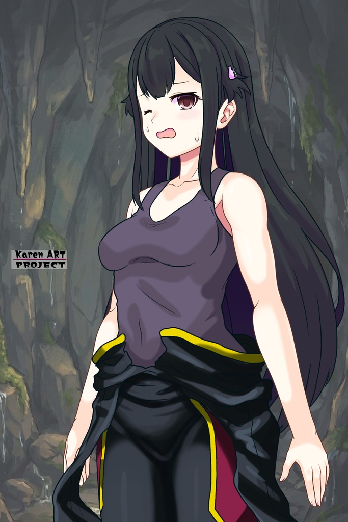 カレンちゃん+ヒナ・リャザンのパイロットスーツ【バディ・コンプレックス-02】 斜め前 Diagonal front angle Karen is wearing Hina Ryazan's PilotSuit【Buddy Complex-02】