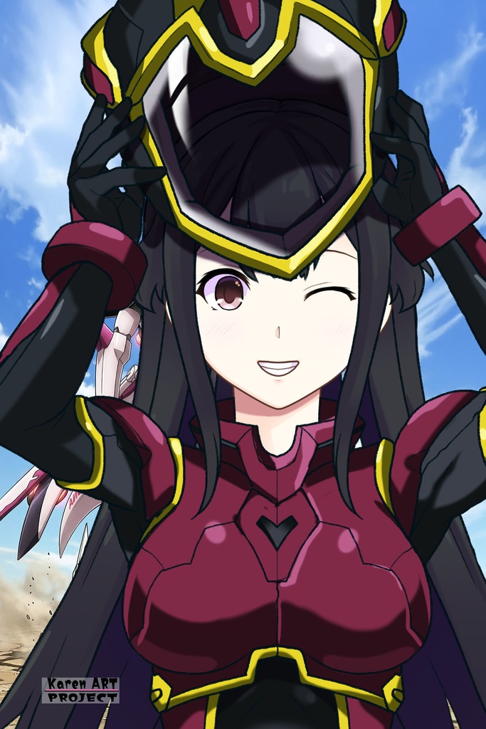 カレンちゃん+ヒナ・リャザンのパイロットスーツ【バディ・コンプレックス-05】 正面 Front Angle Karen is wearing Hina Ryazan's PilotSuit【Buddy Complex-05】